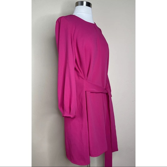 Zara Fuchsia Belted Mini Dress Large - Picture 4 of 7